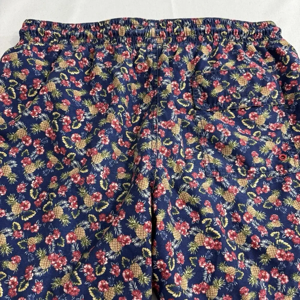 Rodd & Gunn Men’s XL Swim Trunks Navy Pineapple Floral Print Drawstring Shorts